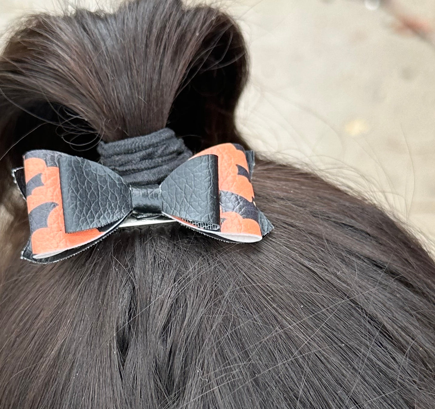 Bats on orange and black hair bow