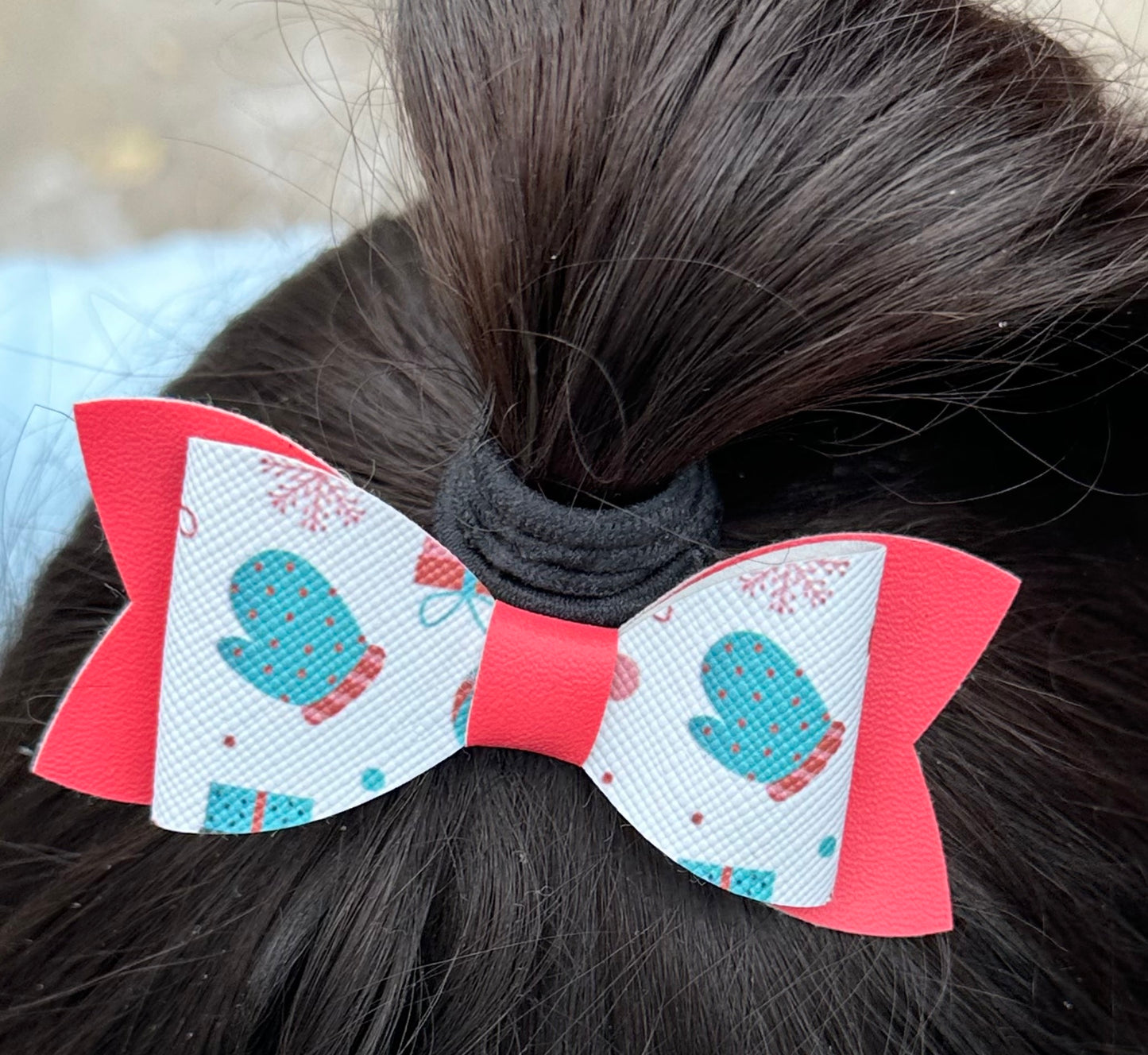 Mitten and presents hair bow