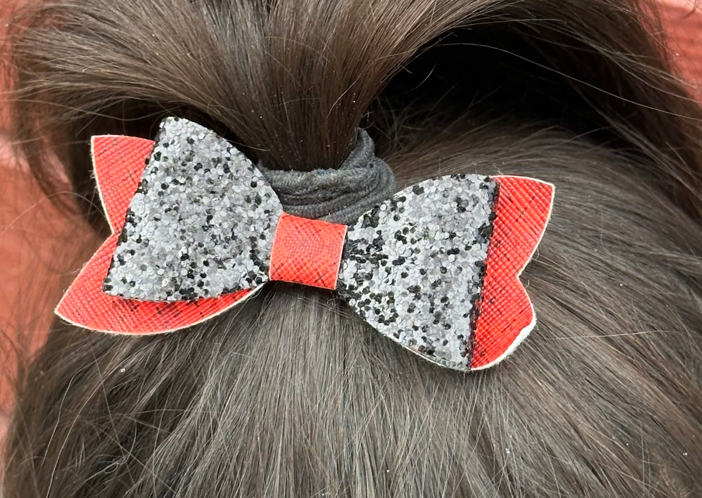 Black glitter and red argyle hairbow