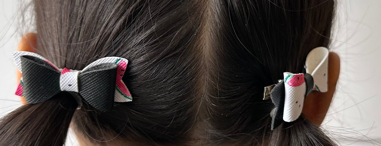 Watermelon and black 2pcs mini bows