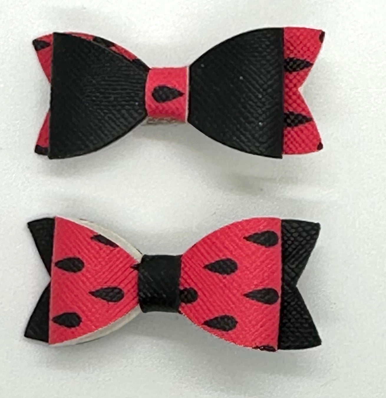 Watermelon seeds pink and black 2pcs mini bows