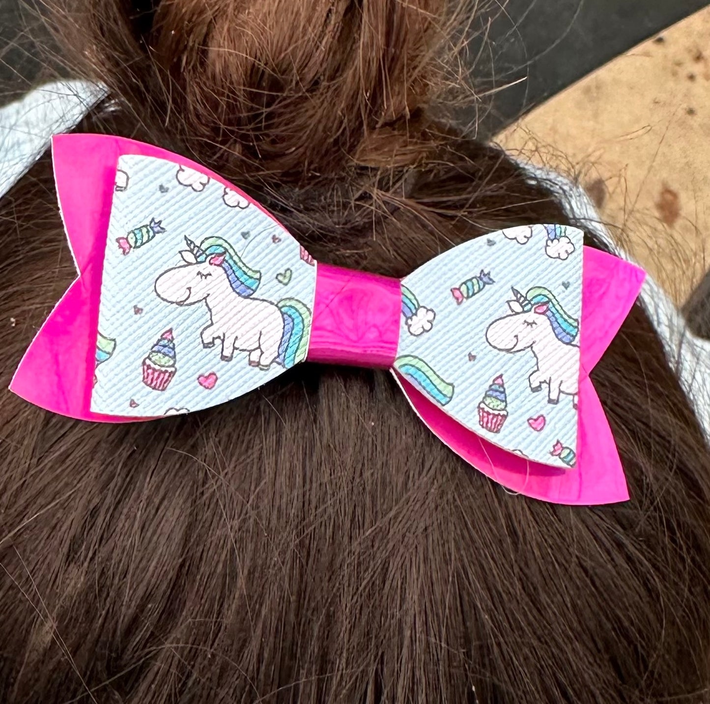 Unicorn color shifting pink hair bow