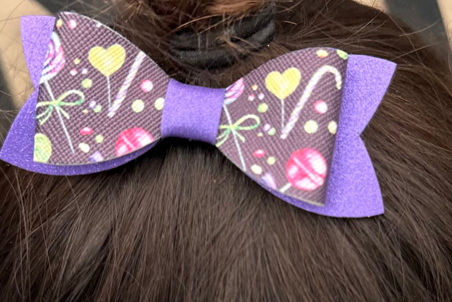 Purple candy and glitter hairbow