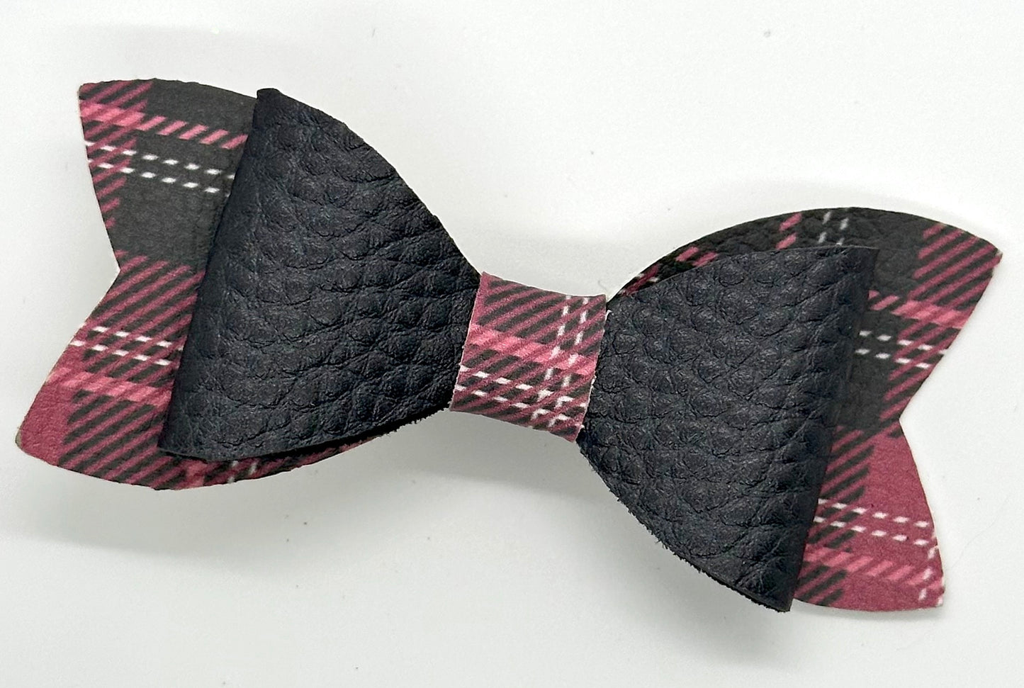 Pink and black plaid bow
