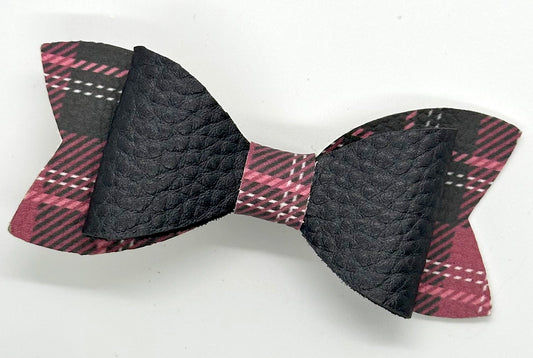 Pink and black plaid bow