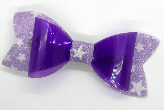Purple star glow in the dark bow