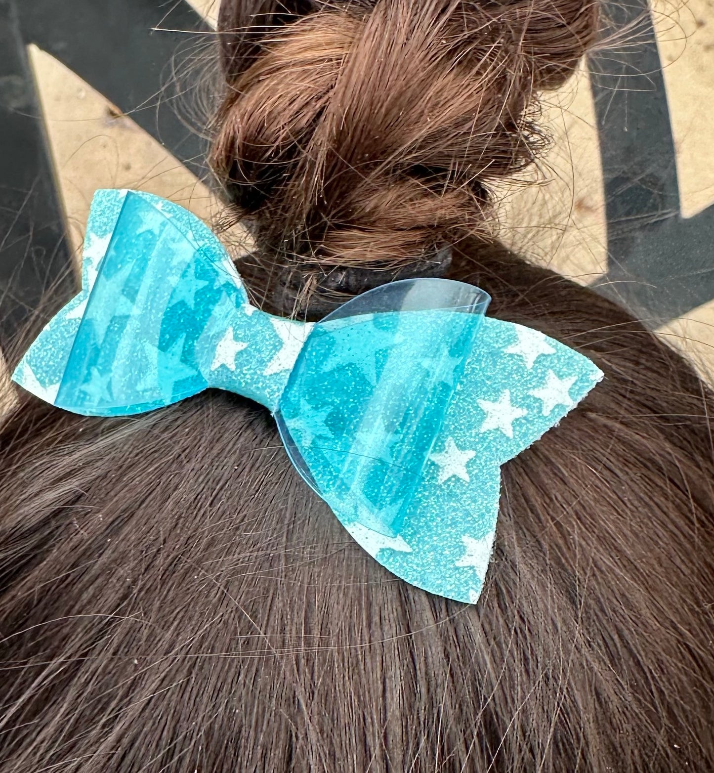 Blue star glow in the dark bow