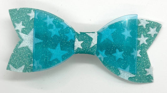 Blue star glow in the dark bow