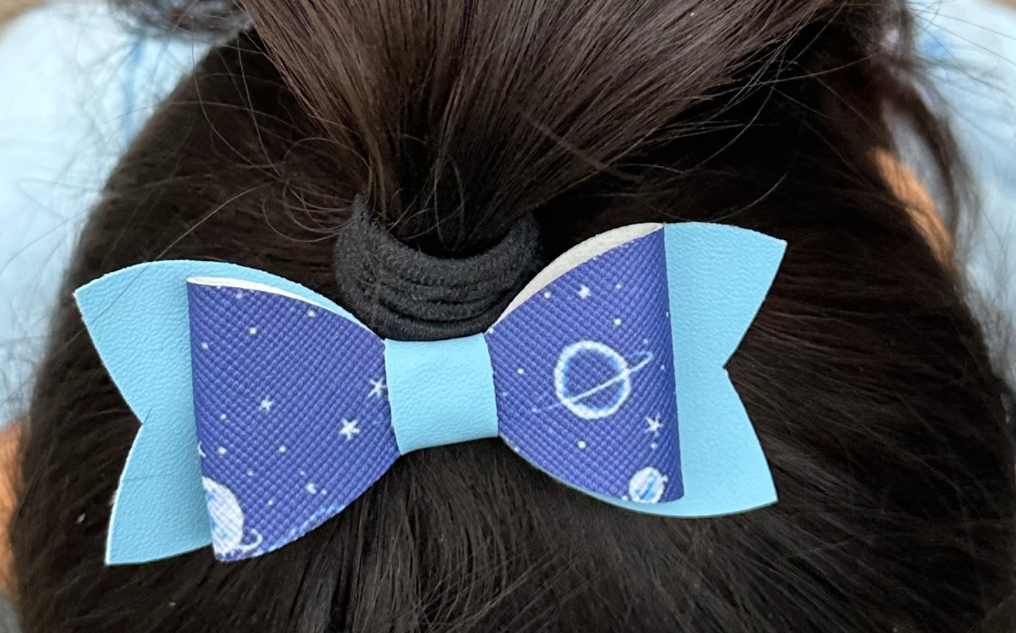 Blue space hairbow