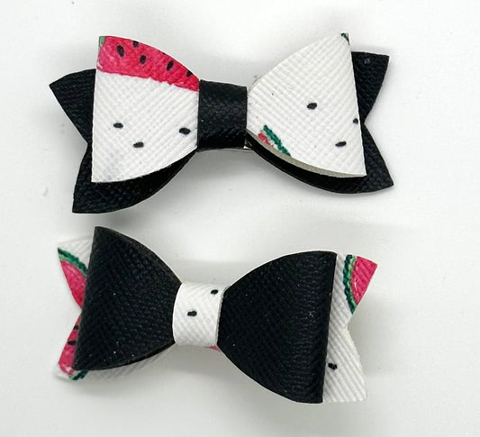 Watermelon and black 2pcs mini bows