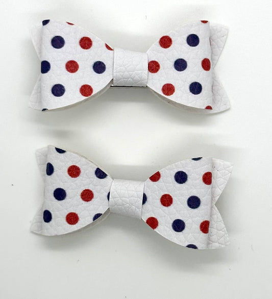 Patriotic polka dots 2pcs mini bows