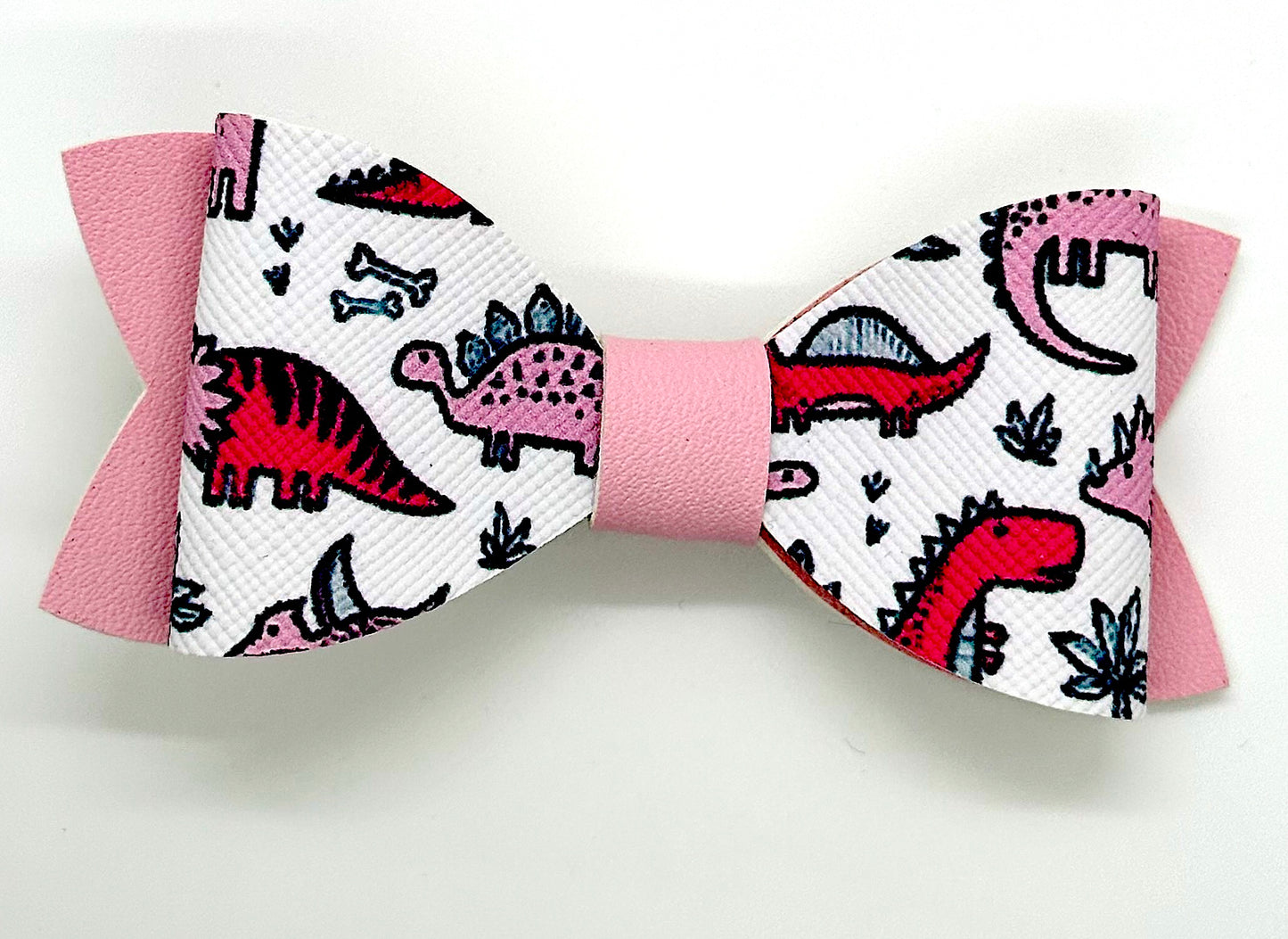 Pink Dinosaur hair bow for valentines