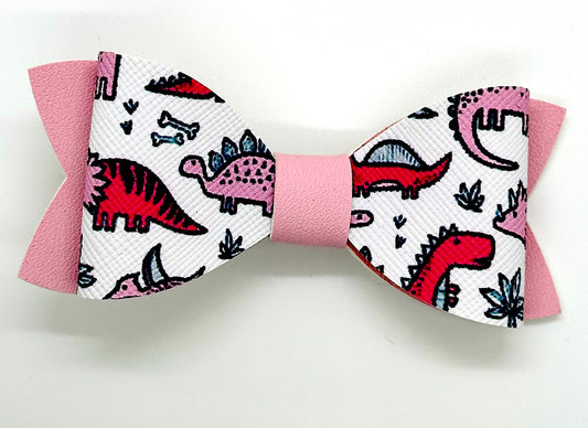 Pink Dinosaur hair bow for valentines