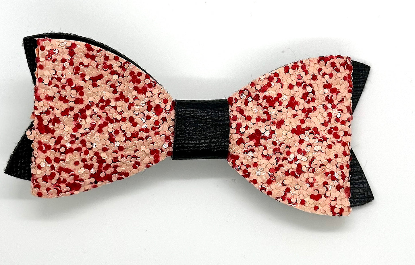 Pink, red and white glitter hair bow for valentines