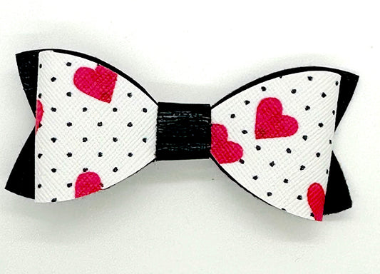 Heart and polka dot hair bow for valentines