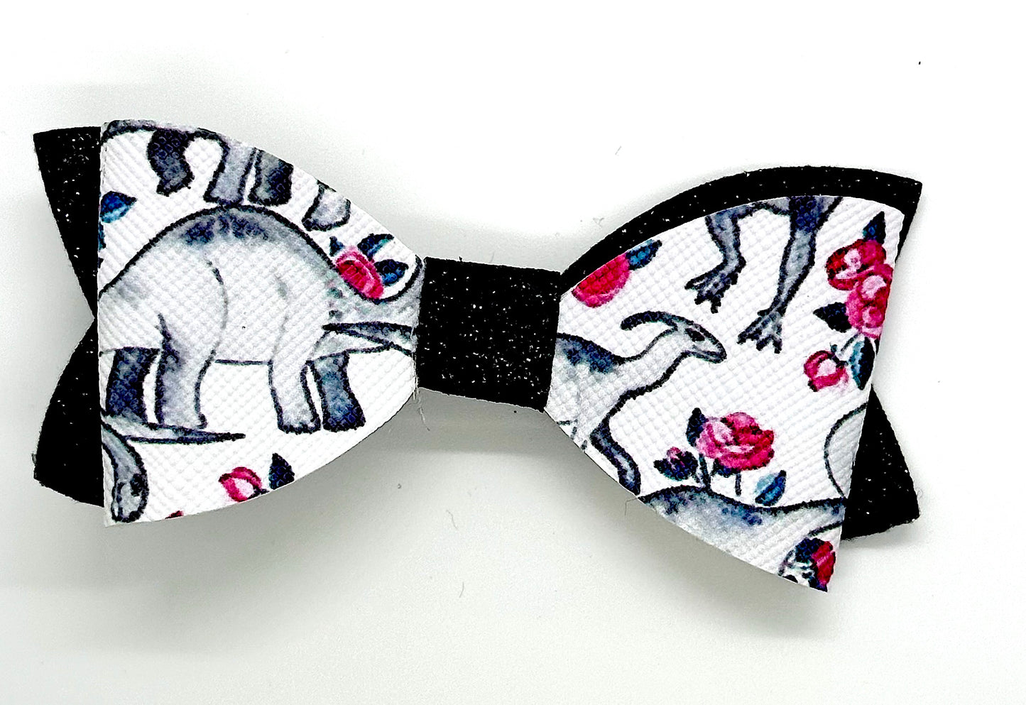 Dinosaur and rose hair bow for valentines