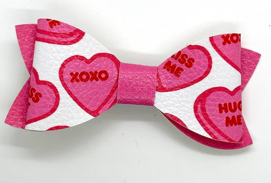 Pink Candy heart hair bow for Valentines