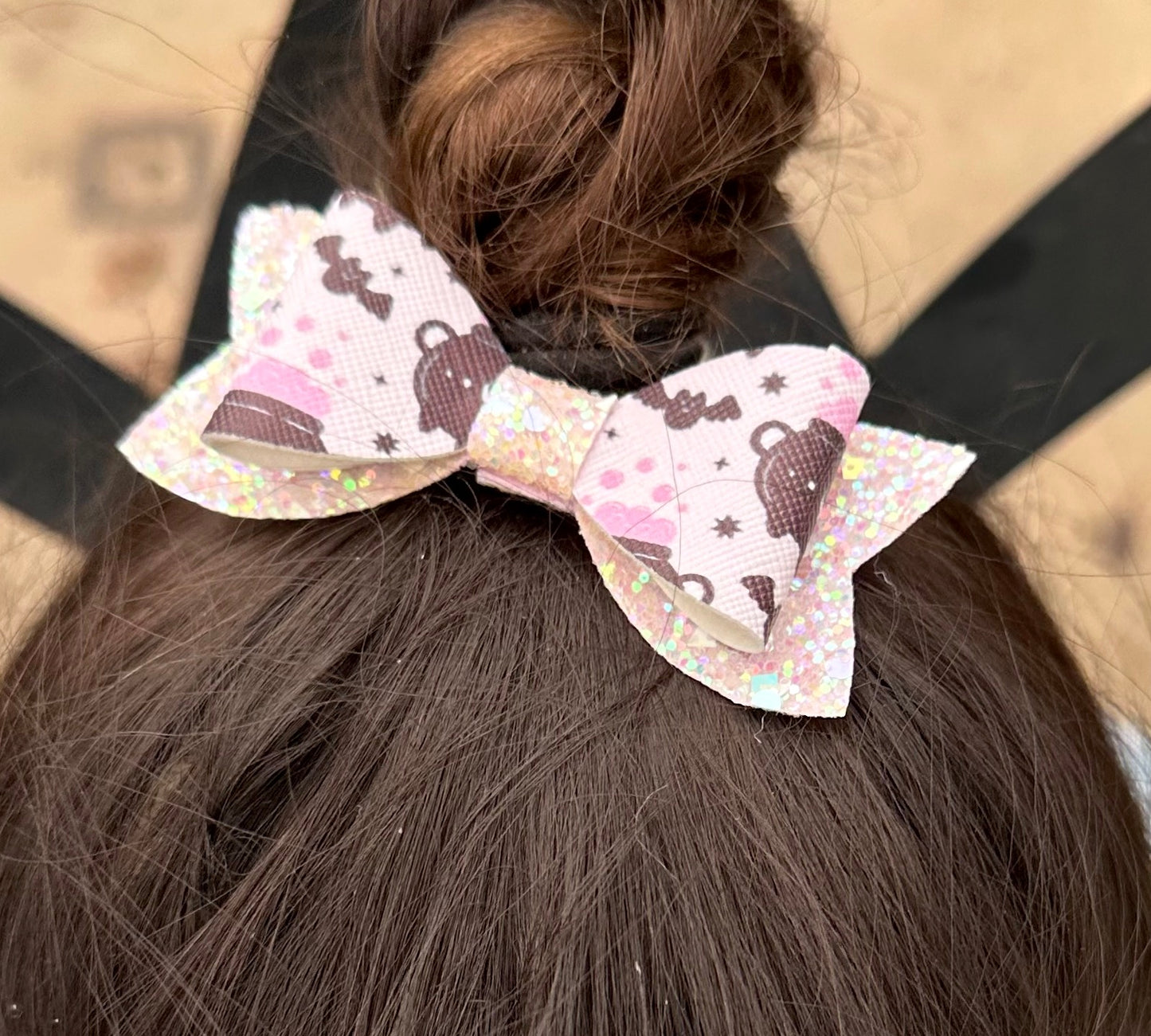 Light Pink and black potions Halloween bow