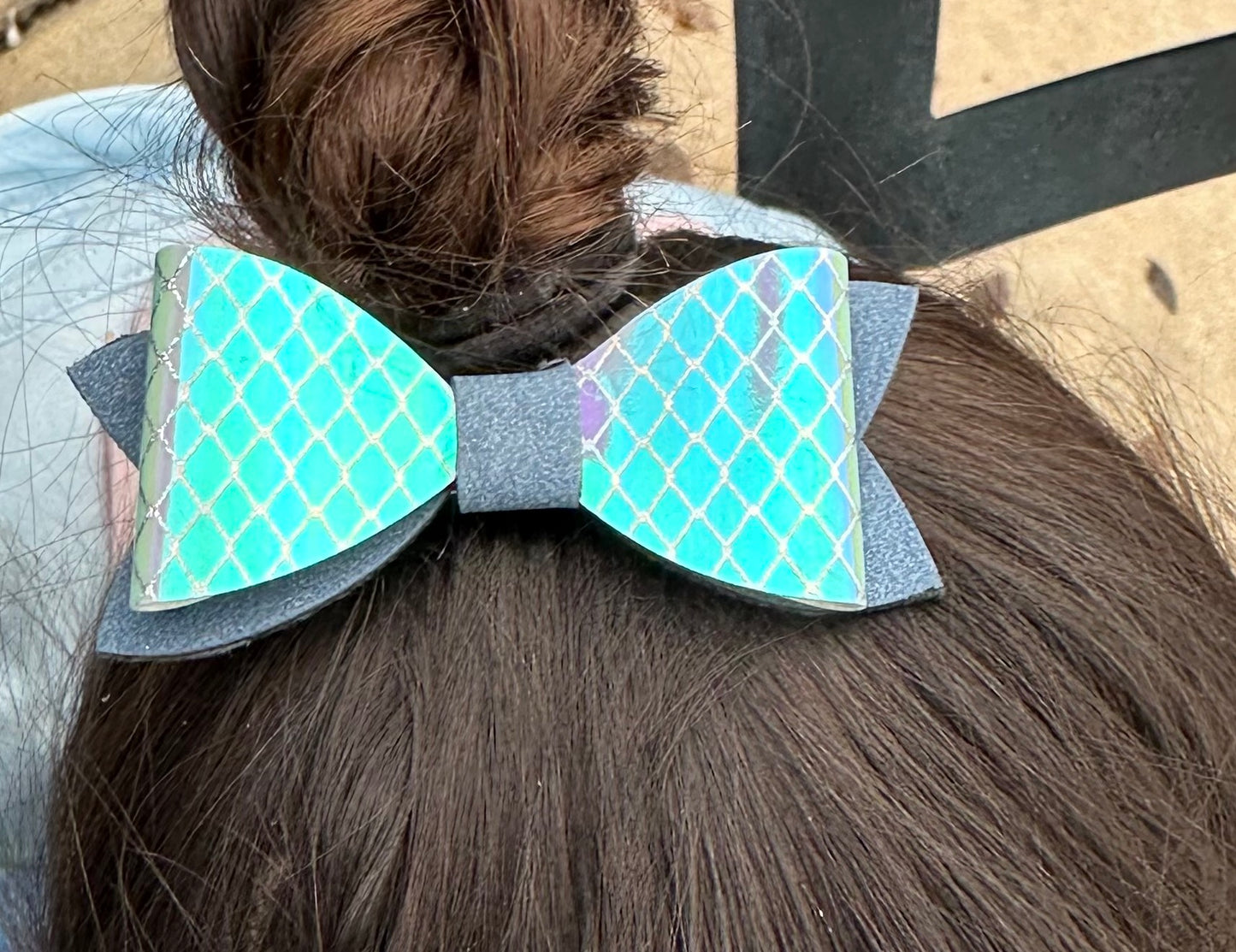 Blue glitter diamond hair bow