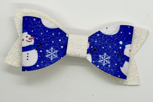 Blue Snowman hairbow