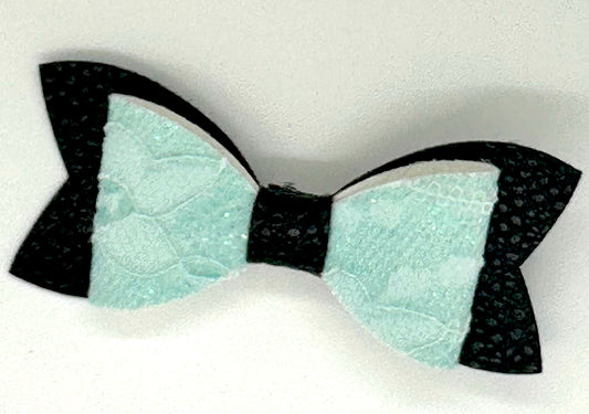 Dark sea green lace on black hair bow