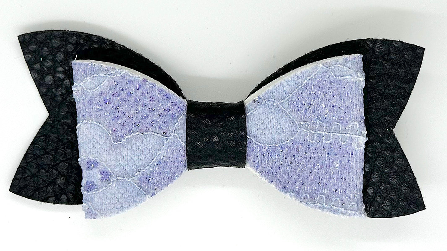 Purple lace on black hair bow