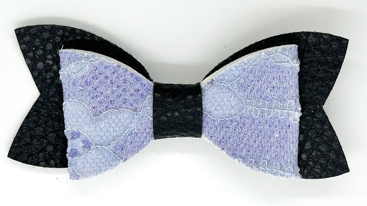 Purple lace on black hair bow