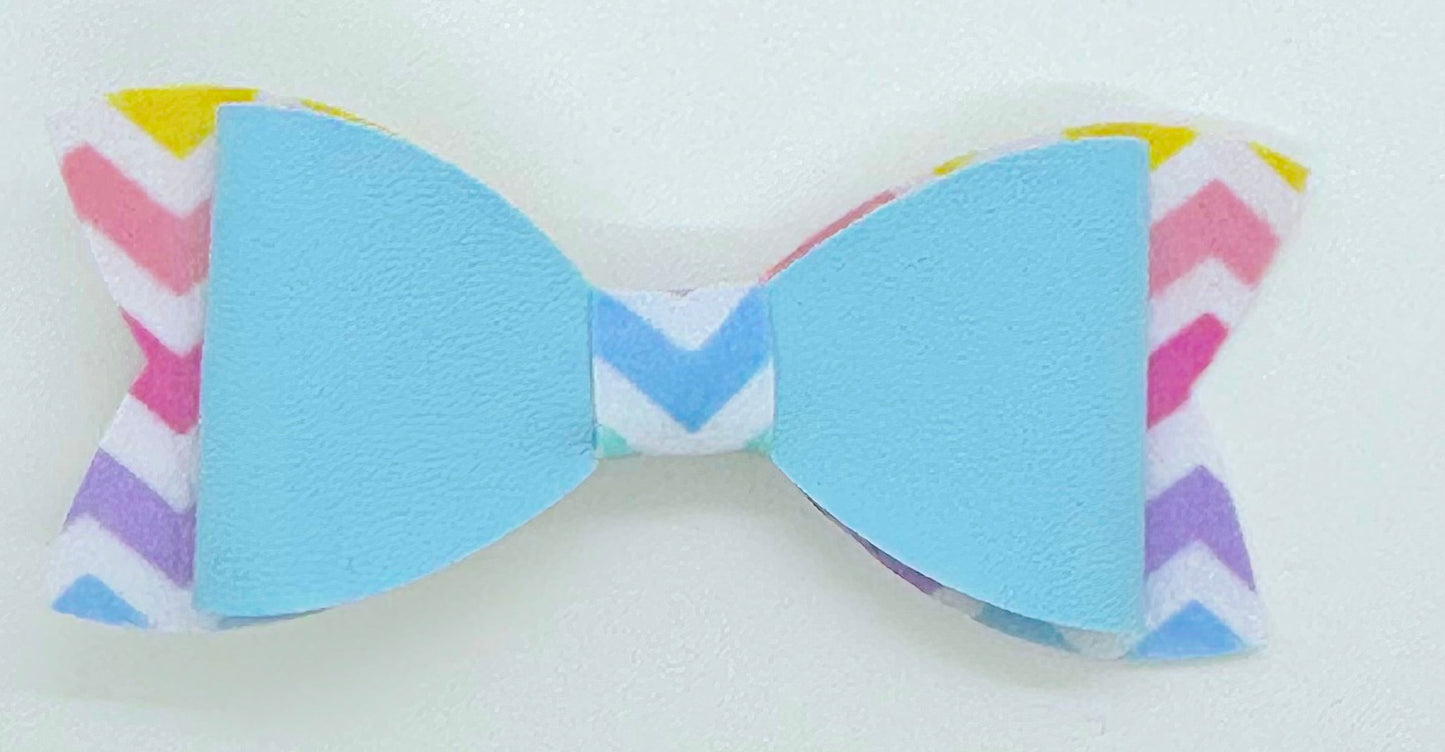 Blue on pastel chevron bow