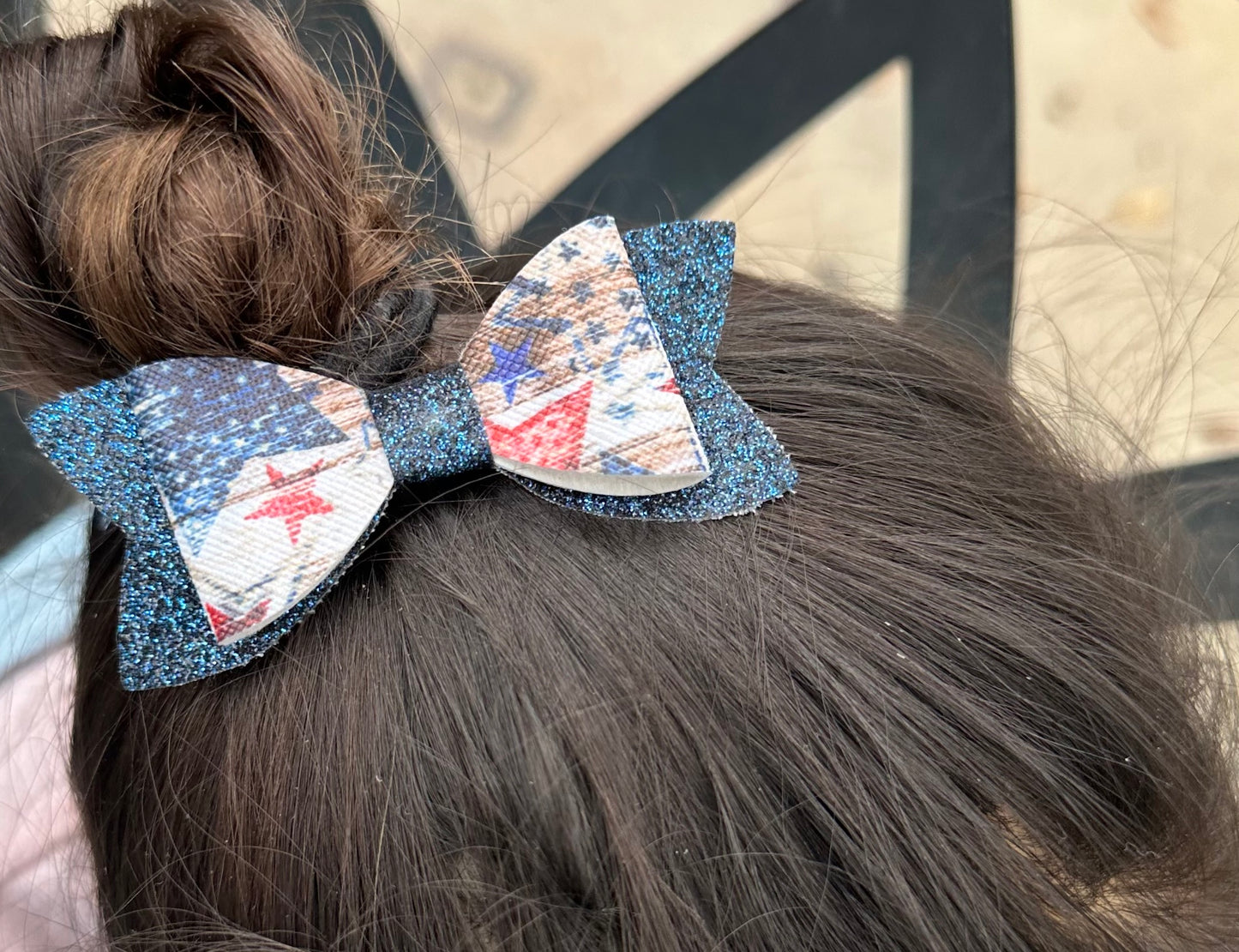 Patriotic star bow on alligator clip