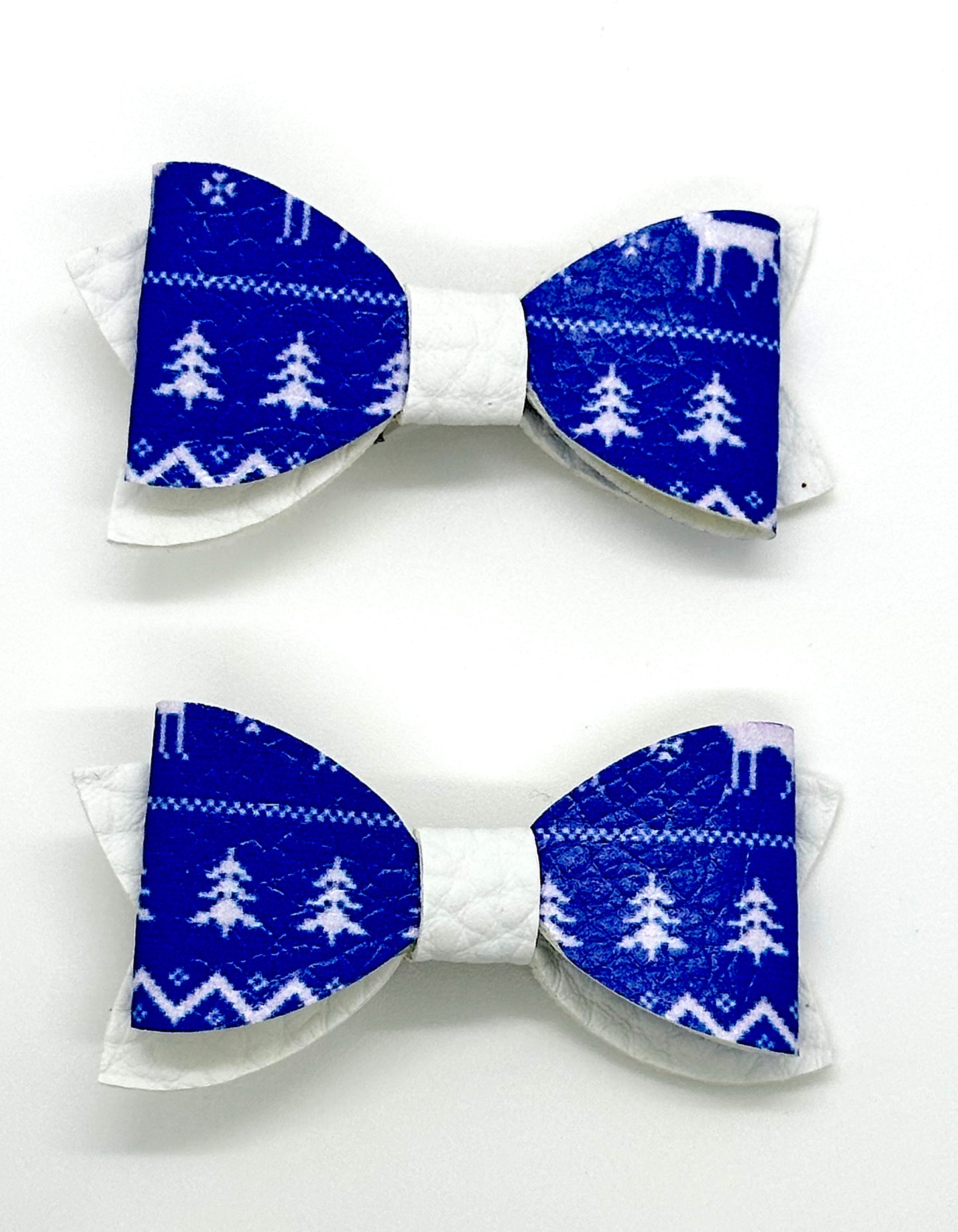 Blue and white winter 2pcs mini bows