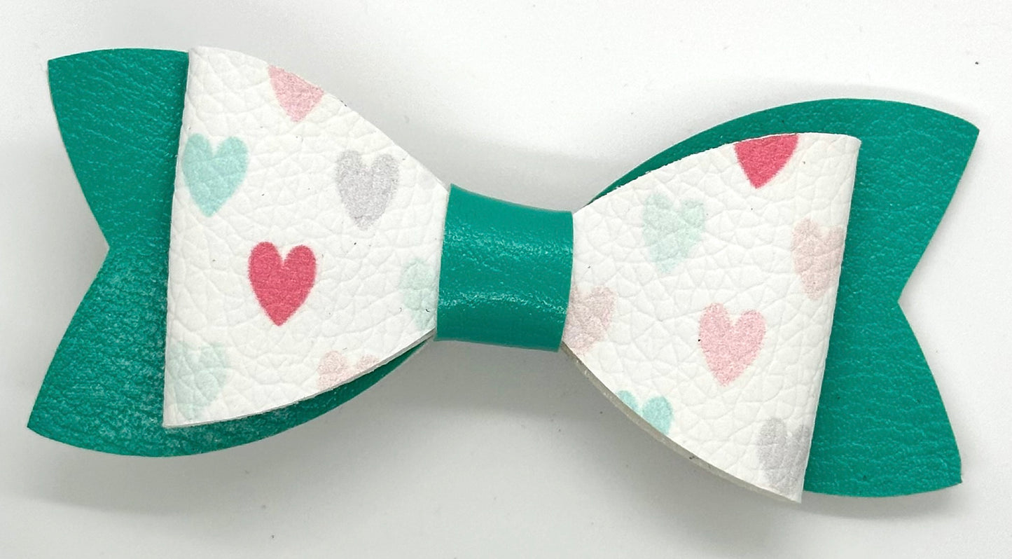 Teal heart bow