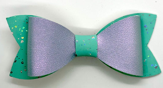 Sea green and silver bow