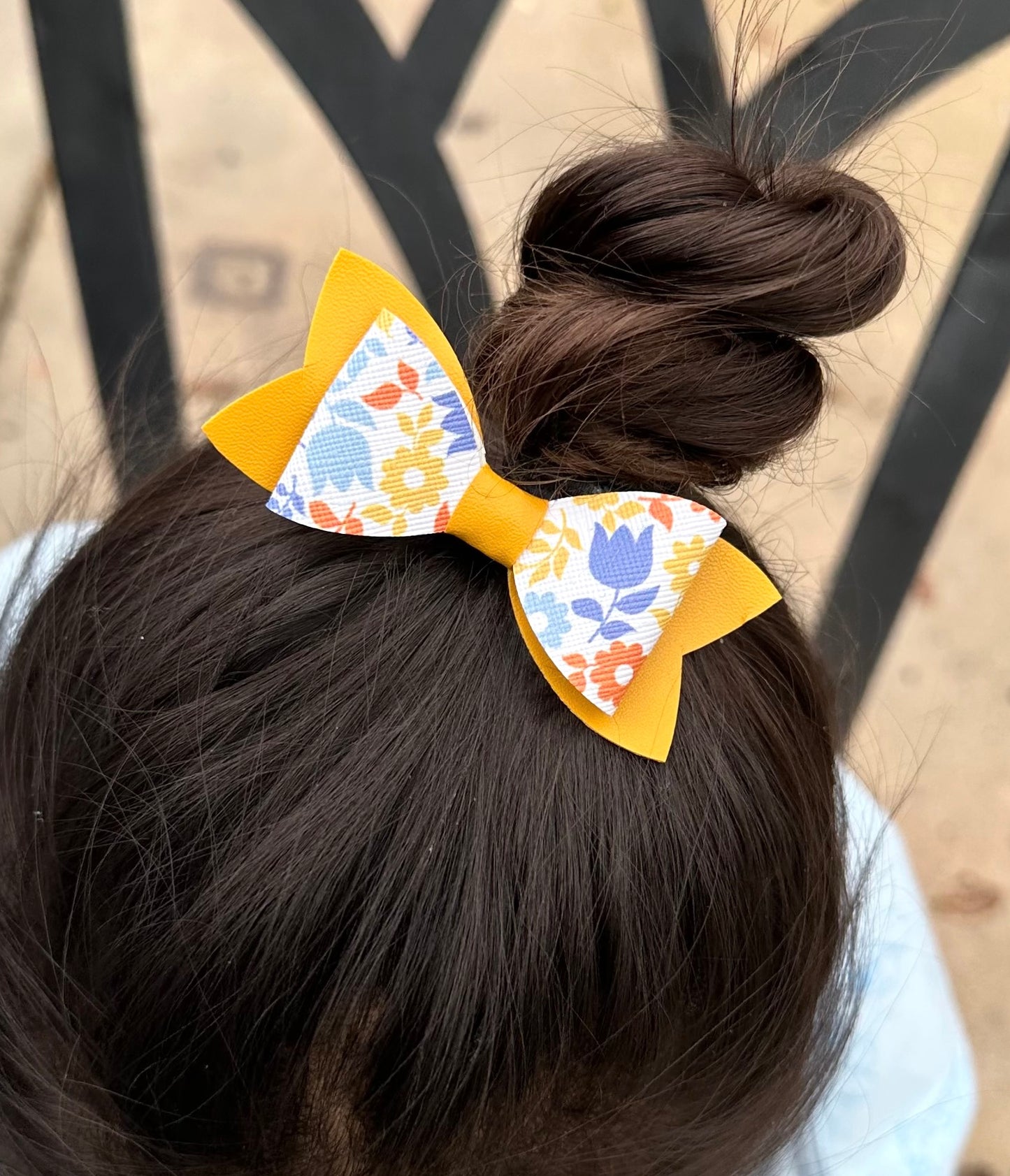 Mustard yellow vintage flower bow