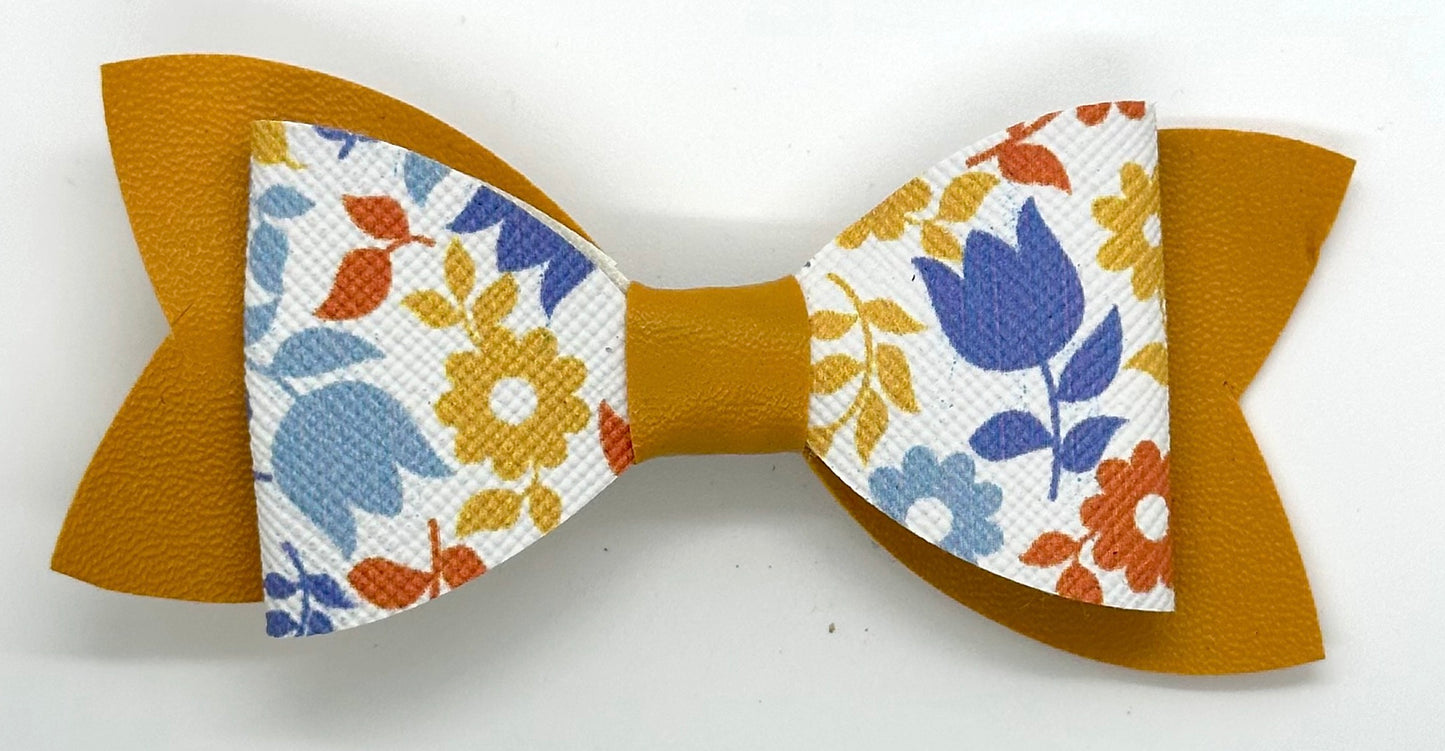 Mustard yellow vintage flower bow