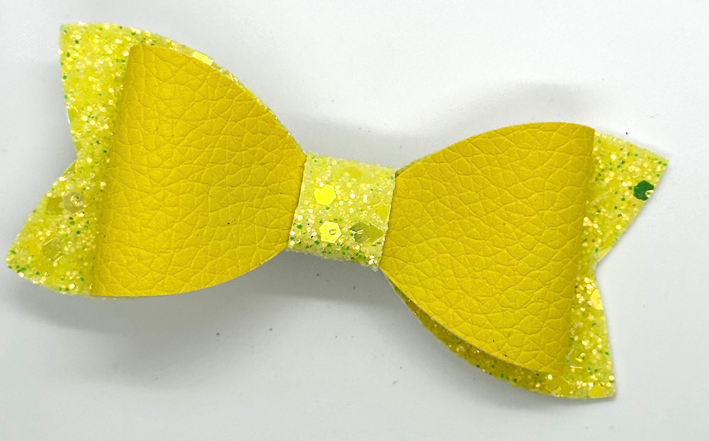 Yellow matte on glitter bow