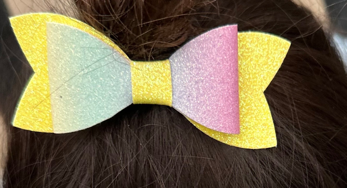 Pastel ombre on yellow glitter bow