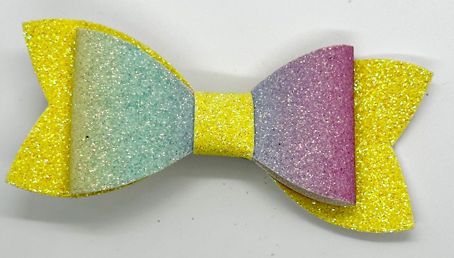 Pastel ombre on yellow glitter bow