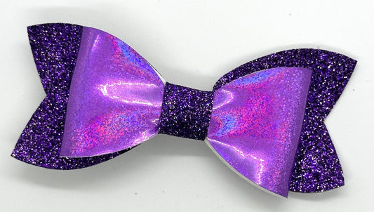 Purple glitter vinyl on glitter bow