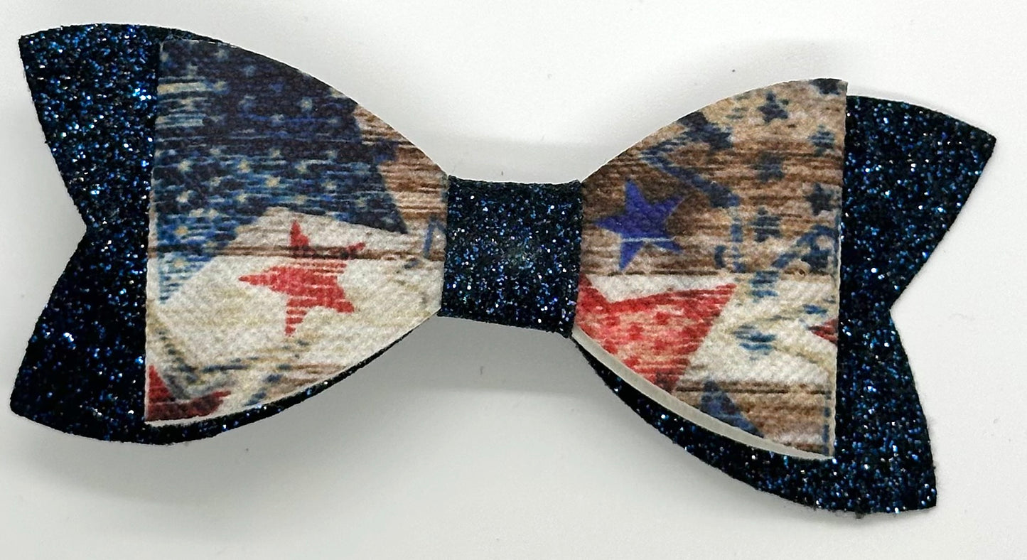 Patriotic star bow on alligator clip