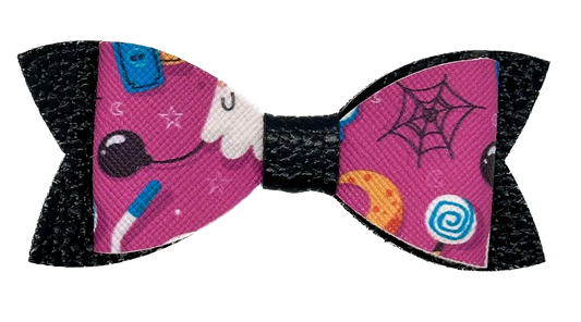 Pink and black Halloween Spooky bow